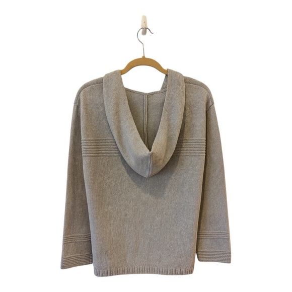 Soft Surroundings Button Neck Hooded Sweater Heather Grey Size M EUC - Picture 2 of 6